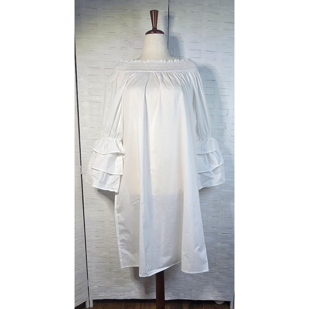 Harshman Daphne Dress‎ Ruffle Sleeve White Dress Size M
